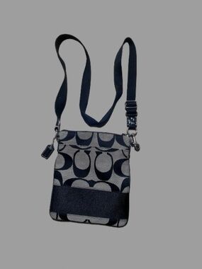 Coach Signature Stripe Swingpack crossbody bag.